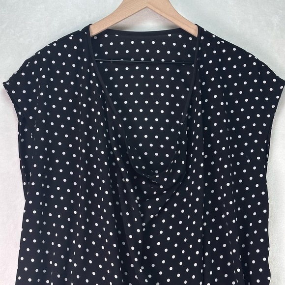 Black With White Polka Dots Sleeveless Cowl Neck Blouse Womens Size 2X - Picture 3 of 9